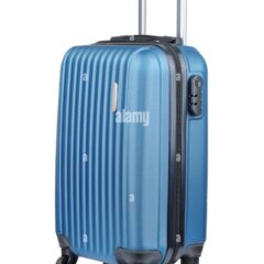 blue-plastic-cabin-luggage-suitcase-isolated-on-white-2WC1MR5